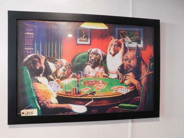 (5) Wall Hangings- Cows & Dogs Playing Cards image