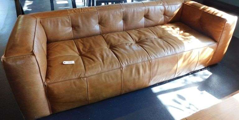 94" Brown Leather Couch image