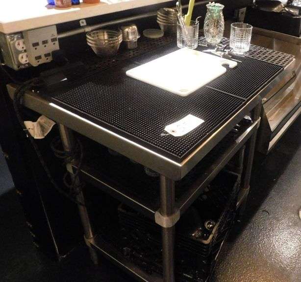 Lower Bar Components - 24"x30" SS Table EMPTY!, Regency Bottle Table, Ice Bin w/Bottle Rail, Dump Sink image