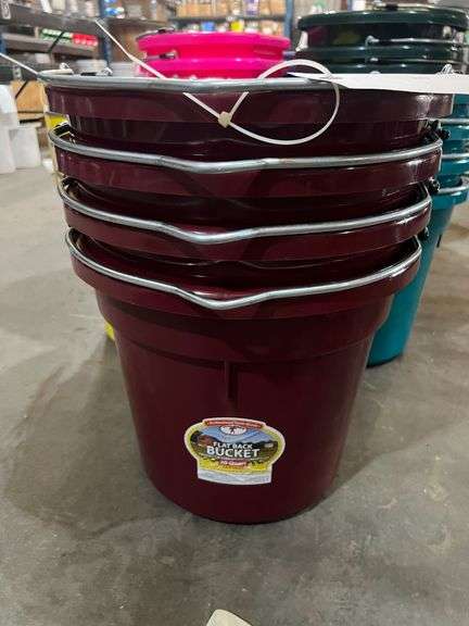 (4) Maroon Feed Buckets image