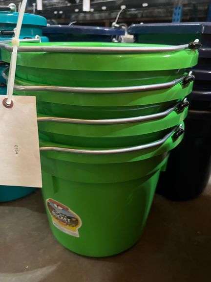 (4) Lime Green Feed Buckets image