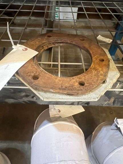 (1) Coupling Flange - 3/8" Thick, 6 1/2" Inside Diameter, 10 1/2" Outside Diameter, 8 1/2" Pitch Circle Diameter with 8 Holes, Bolt Hole Size 1/2" & (1) Flange - 3/8" Thick, 6" Inside Diameter, 9 3/8" Outside Diameter, 7 3/4" Pitch Circle Diameter with 6 Holes, Bolt Hole Size 1/2" image