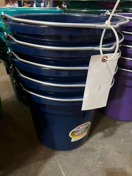 (5) Blue Feed Buckets image