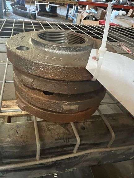 (4) Coupling Flanges with Female Threads - 3/4" Thick, 7 1/2" Outside Diameter, 3/4" Inside Diameter, 6" Pitch Circle Diameter with 4 Holes, & 3/4" Bolt Hole Size image