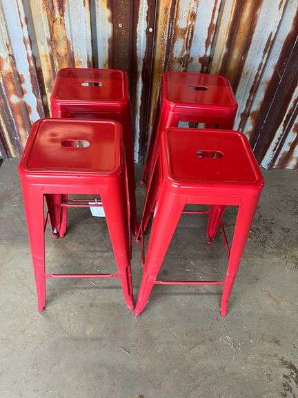 (4) Red Bar Stools image