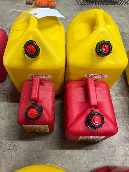 (2) 5 Gallon Diesel Can, (1) 1 Gallon Gas Can, & (1) 2 Gallon Gas Can image