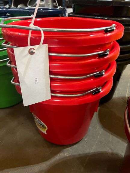 (4) Red Feed Buckets image