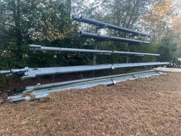 Metal Irrigation Pipe Rack with Contents - Pipe 43' Long, & 6.5" Pipe image