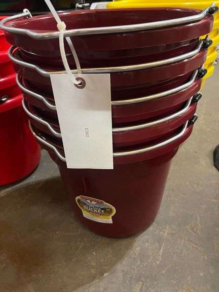 (5) Maroon Feed Buckets image