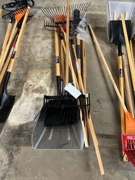 Grain Shovel, Square Point Shovel, Post Hole Digger, 8" Rake, Medium Duty Rake image