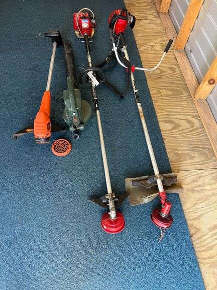 (2)- Shindaiwa, Gas Powered, Weed Trimmers, (1)- Electric, Black & Decker Weed Trimmer, (1)- Electric Black & Decker Blower