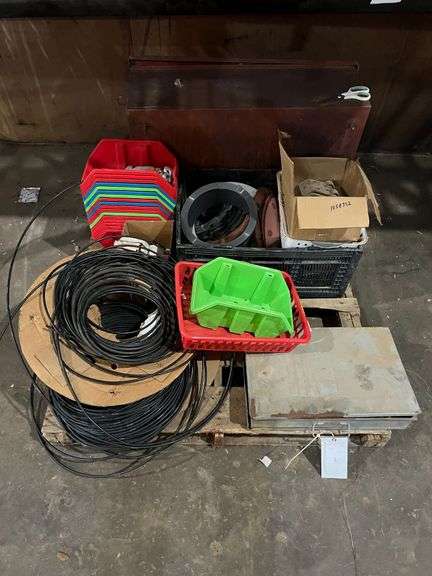 Contents of Pallet - Rubber Gaskets, Metal Brackets, Plastic Hose, Panel Box, & Plastic Organizers image