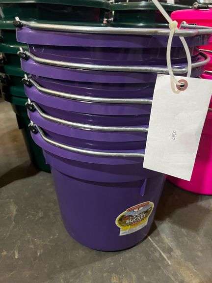 (5) Purple Feed Buckets image