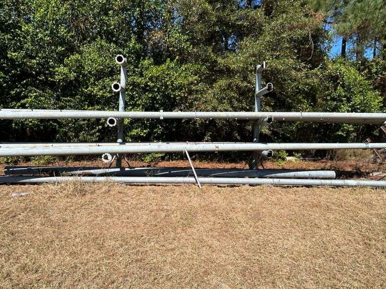 Metal Irrigation Pipe Rack with Contents - Pipe 43' Long, & 6.5" Pipe image