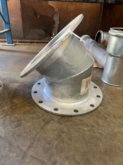 (1) 12" Galvanized 45° Elbow Double Flanged, 12 Holes with 17" Centers, Mitered Elbow image