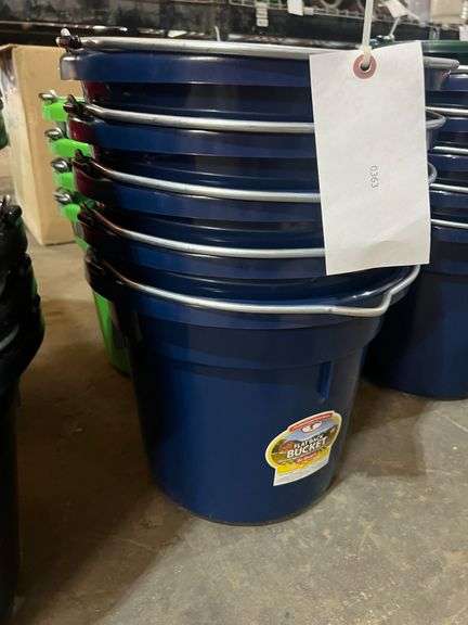 (5) Blue Feed Buckets image