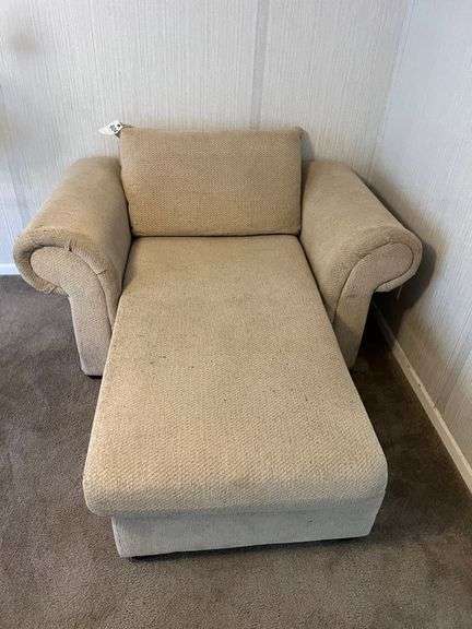 Tan Fabric, Oversized Chair with Ottoman