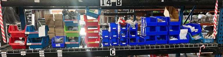 Contents of Shelf - Various Electrical Fittings, Splicers, Wire Nuts, Lock Nuts, Chair Lugs, Non-Metallic Connectors, 90° Metallic Malleable & Plastic Containers image