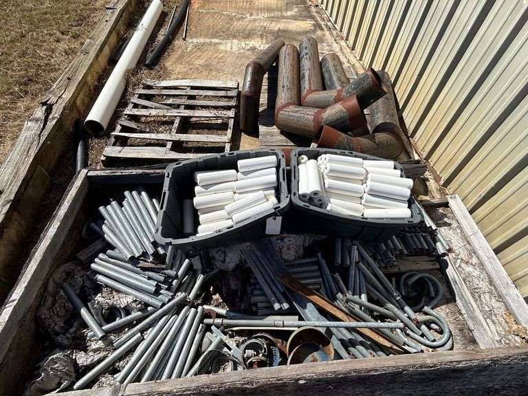 (4) Metal J Pipes - 8", (1) Metal J Pipe - 6", & Used Sprinkler Weights & Parts image