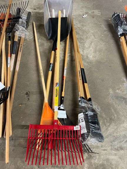 Grain Shovel, Square Point Shovel, Post Hole Digger, 8" Rake, Medium Duty Rake image