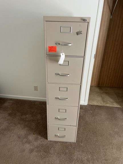 5 Drawer Filing Cabinet, 58.5" x 15" x 28"
