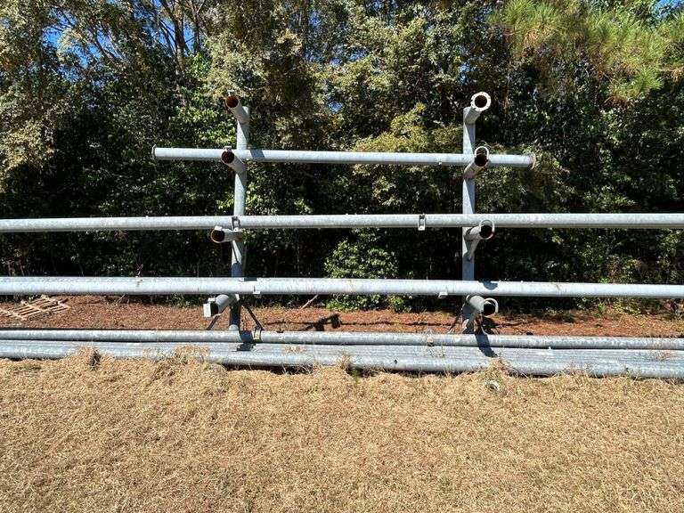 Metal Irrigation Pipe Rack with Contents - Pipe 45' Long, & 6.5" Pipe image