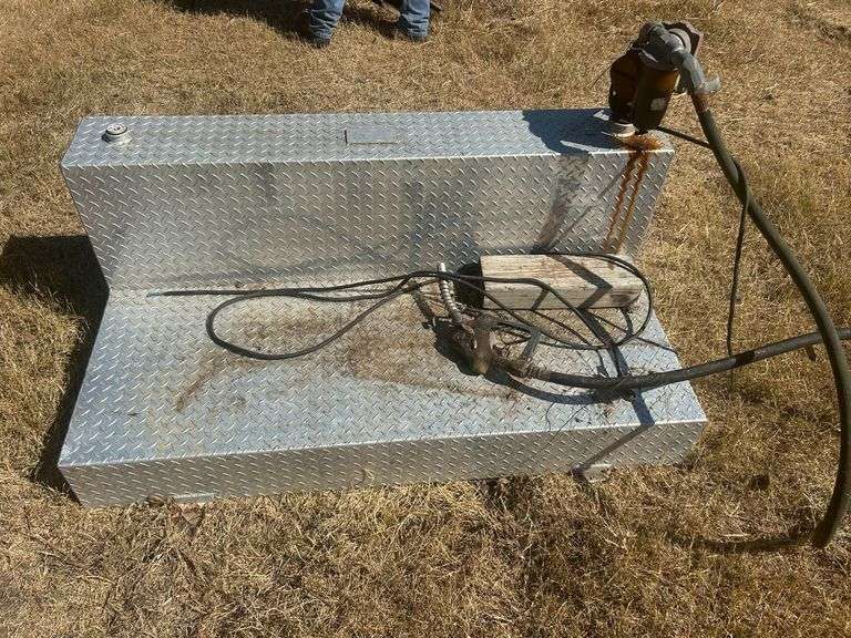 L Shape Diamond Plate Fuel Tank with Electric Pump - 59 1/2" Wide x 24" Tall image