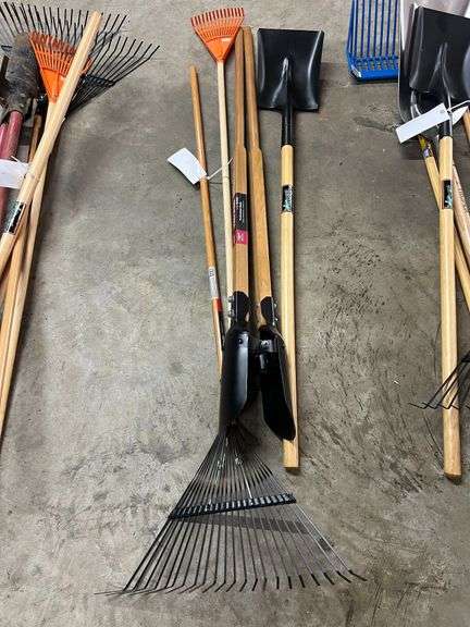 Post Hole Digger, Medium Rake, Square Point Shovel image