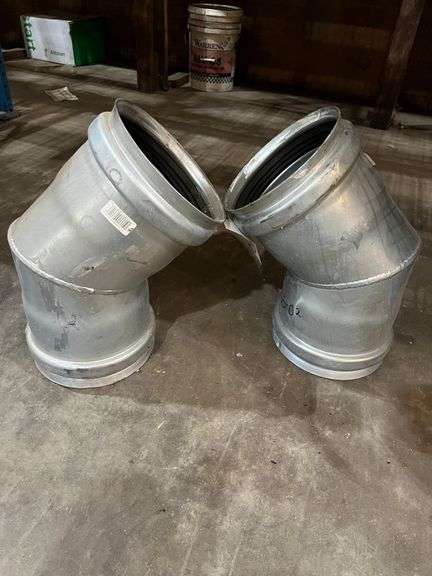(2) 8" Galvanized Metal 45° Elbow with Rubber Seals image