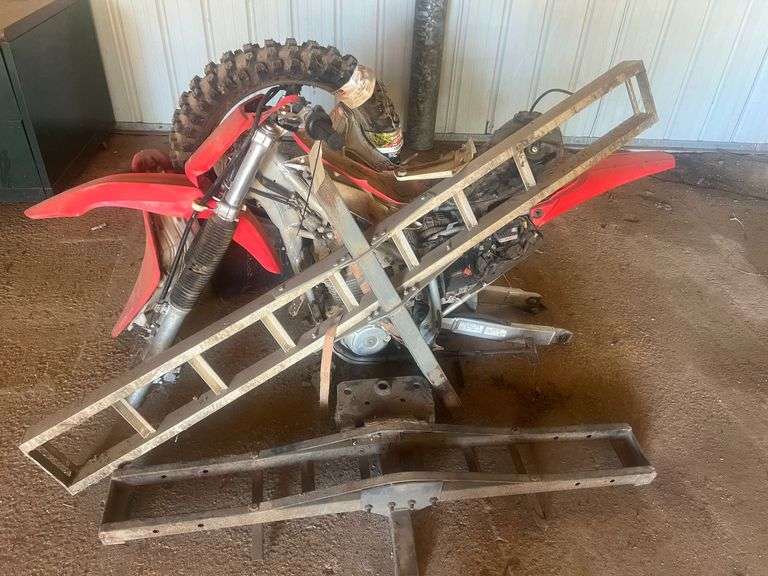 Honda Motorcycle Frame, 2 Travel Ramps, & Parts image