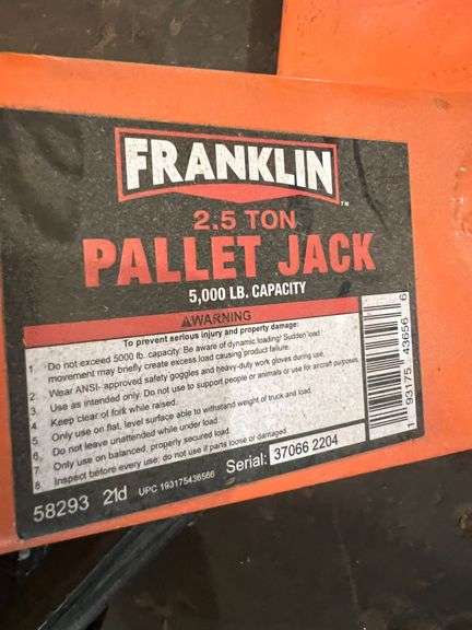 Franklin 2.5 Ton Pallet Jack image