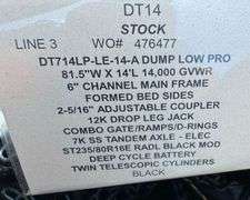 2025 BWise DT14 Dump Trailer, VIN: 58CB1DC26SC005064