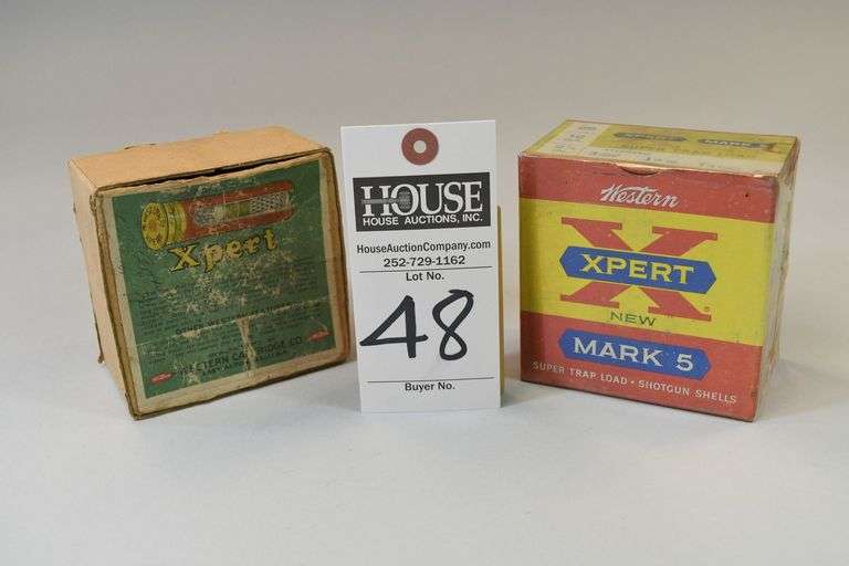1. Western Xpert Mark 5 Super Trap load shotgun shell. 2. Western Cartridge Company Xpert paper labels