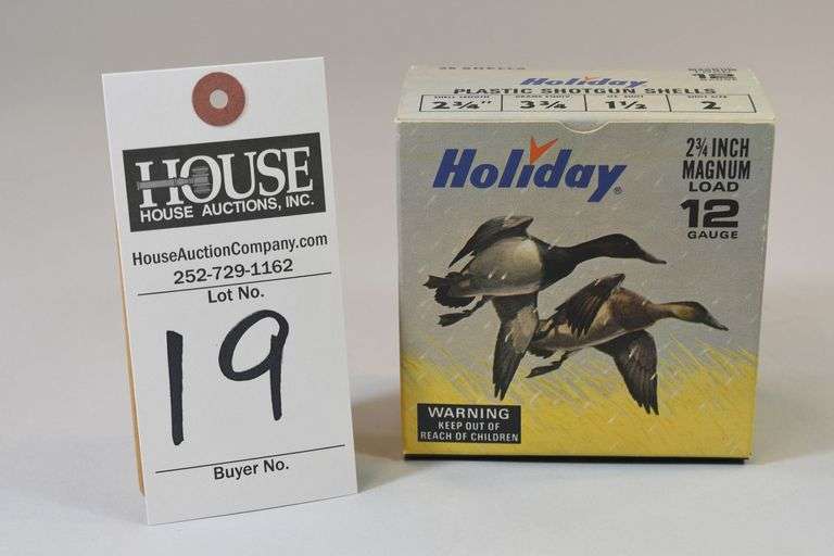 Holiday plastic Shotgun shells. 12 ga. Shotgun shell box, empty