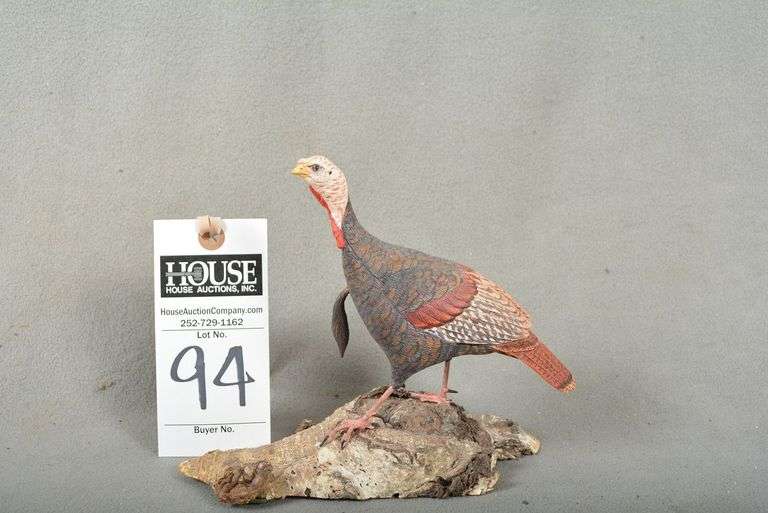 Miniature Wild Turkey on driftwood, by Bill Crisman, dated 2012, signed by the maker image
