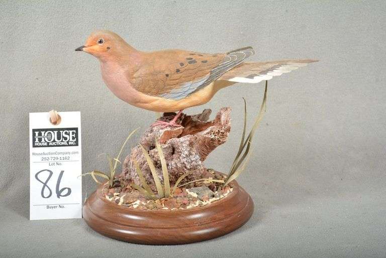 Morning Dove on driftwood stand, by Bill Crisman, dated 2013, signed by the maker image