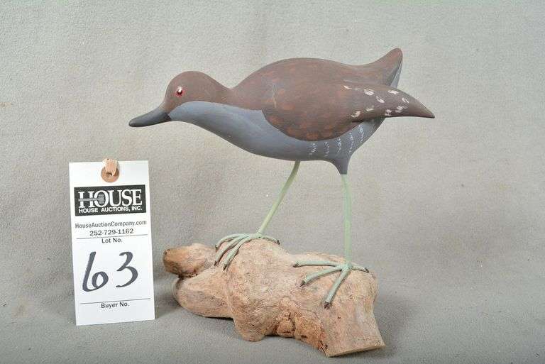 Beach Robin on driftwood by Homer Fulcher, Stacy, NC, dated 1988, signed by the maker image