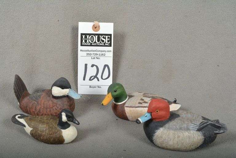 Four miniature decoys by Clifton Cherry, signed or tagged by the maker image