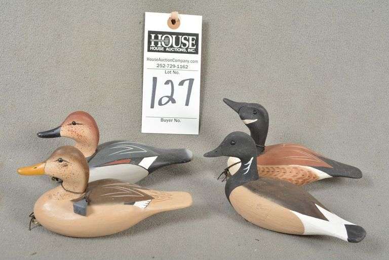 Four miniature decoys by Joseph B. Lee, all signed by the maker image