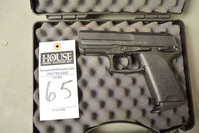 HK Model USP Compact Handgun, cal. .9 mm Semi-Auto, 3.5" barrel, night sights, with factory case, mint condition, Ser #27-129583 image