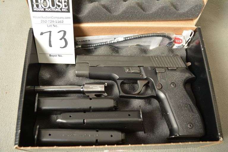 SIG SAUER Model P226 Handgun, cal. .357 SIG, Semi-Auto, 4.25" barrel, with MICHIGAN STATE POLICE BADGE engraved on top, 4 magazines, night sights, factory box, mint condition, Ser #U649991 image