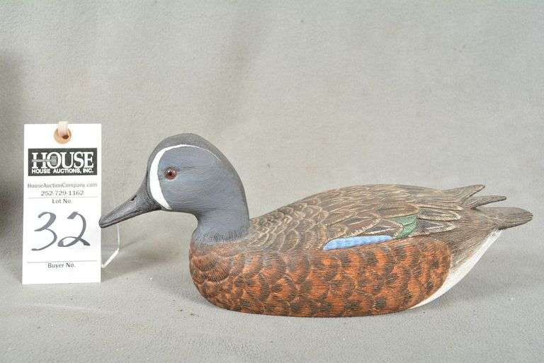 Blue Wing Teal drake by Norman Hancock, Harkers Island, NC dated 1987, signed by the maker. Norman was one of the Original Seven Founders of the CSDCG