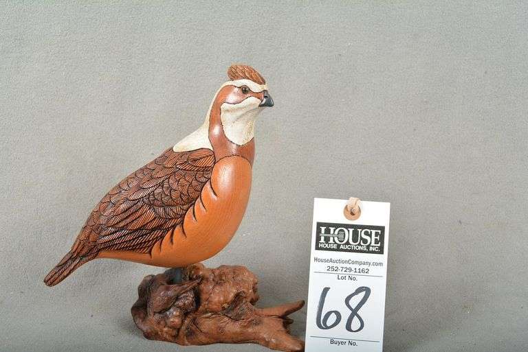 Bobwhite Quail on driftwood by Bob Boulware, signed by the maker image