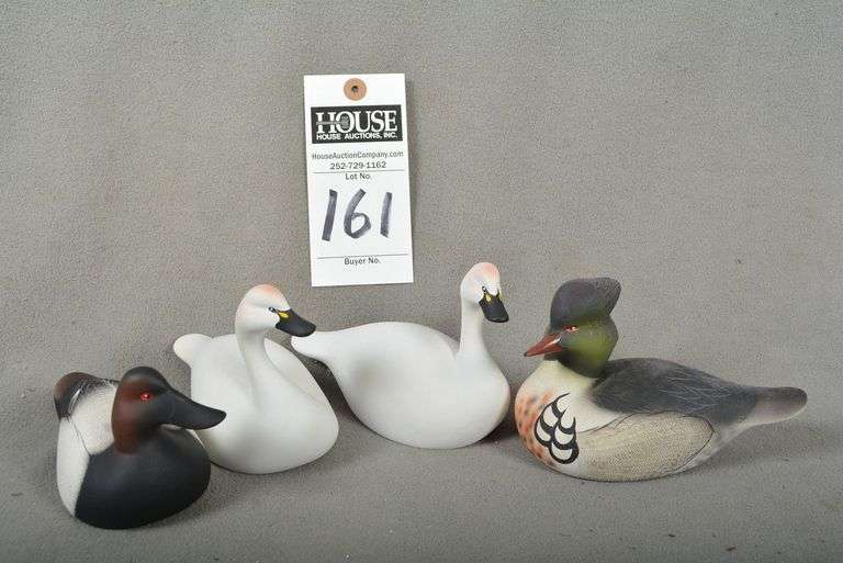 Four miniature decoys by Brian Delfenthal, Knotts Island, NC, signed by the maker image