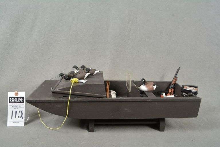 Extraordinary Model Hunting Skiff with decoys by Houston Lewis, Harkers Island, NC image