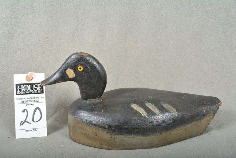 Golden Eye Drake by unknown New England maker, old working decoy, outstanding for it's age