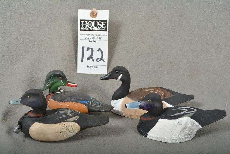 Four miniature decoys by Joseph B. Lee, all signed by the maker image