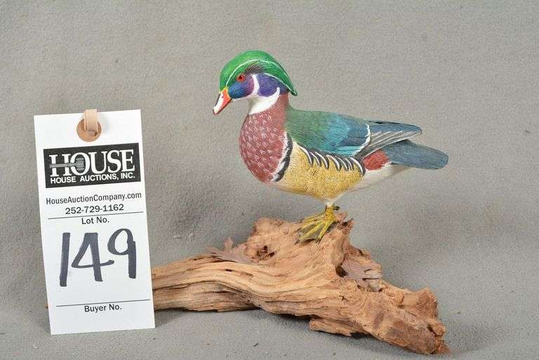 Wood duck drake - standing on driftwood by Bill Crisman, dated 2009, signed by the maker image