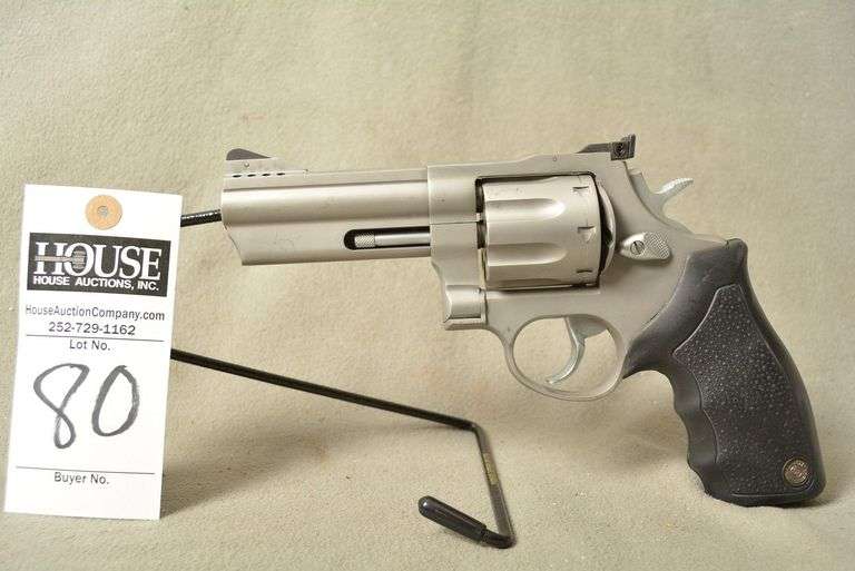 TAURUS Model 608 Stainless Handgun, cal. .357 MAG, 8 shot Revolver, 4" barrel, red ramp front sight, mint condition, Ser #KR255588 image