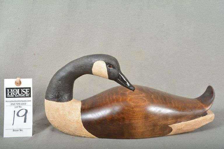 Canada Goose Preening decoy by Frank Stirpe, dated 11-25-2014, signed by the maker